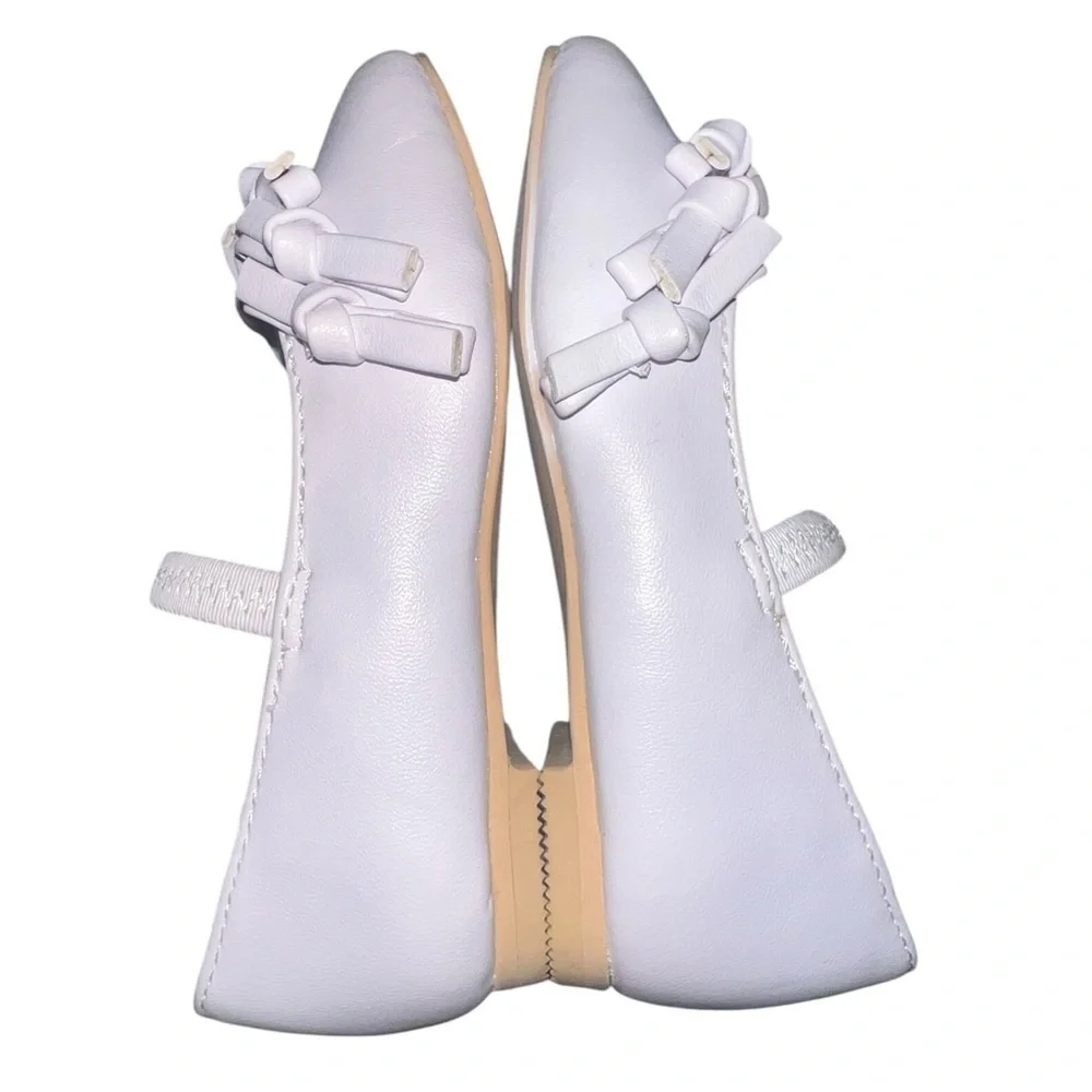 NWOT Janie & Jack Toddler White Mary Janes Dress Shoes Bow Detail Toddler Size 4